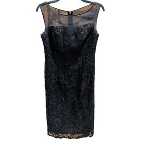 Vintage Black Lace Sleeveless Cocktail Dress Size XS